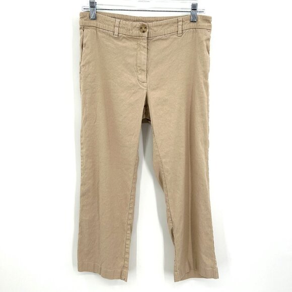 J. JILL Women's Khaki Tan Linen Blend Stretch Straight Leg Office Pants Size 6 - Picture 1 of 7
